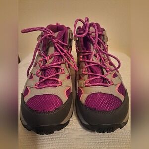 Merrell Moab 2 Mid Hiking Boots Big Kid Size 6M‎ Waterproof BERRY+GRAY